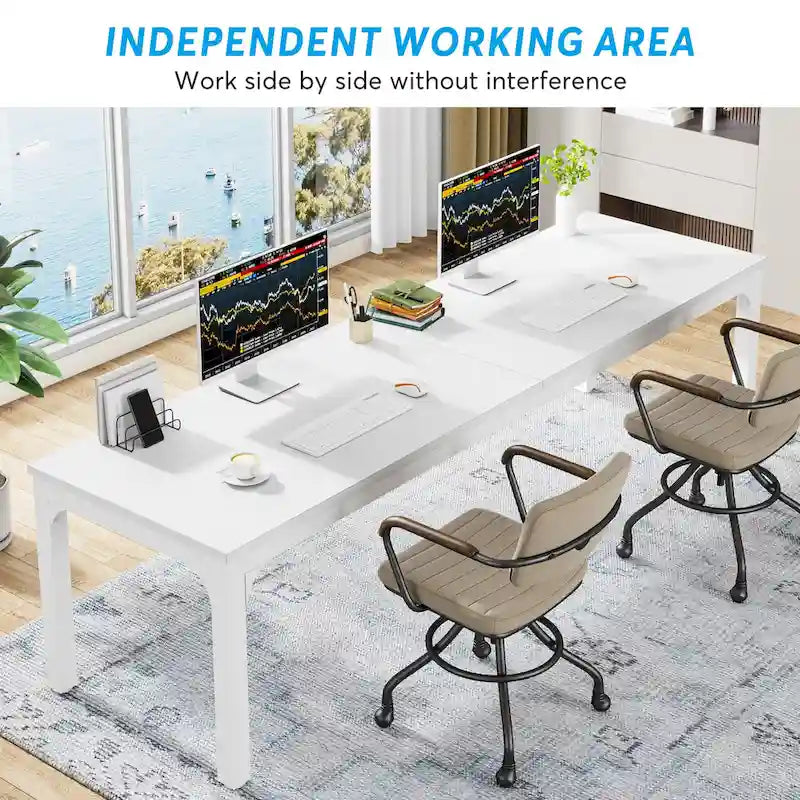 78.8  Extra Long 2 Person Computer Desk with Metal Legs for Home Office Bedroom
