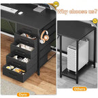 L Shaped Gaming Desk Computer Desk Pegboard 5 Drawers Storage Shelf