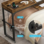 Height Adjustable Overbed Table with Wheels, Mobile Laptop Cart with Outlets & USB Ports