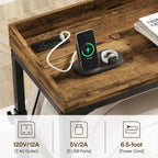 Height Adjustable Overbed Table with Wheels, Mobile Laptop Cart with Outlets & USB Ports