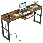 Height Adjustable Overbed Table with Wheels, Mobile Laptop Cart with Outlets & USB Ports