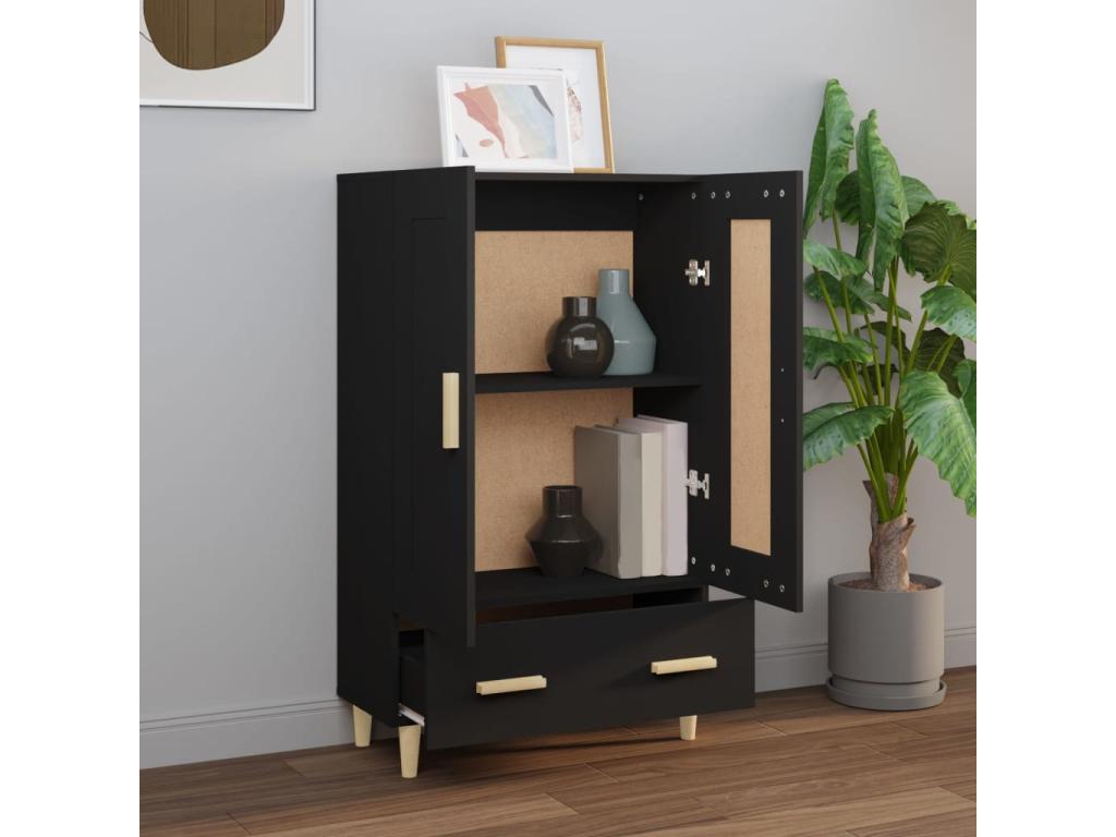 Black Engineered Wood Sideboard, 70 x 31 x 115 cm