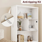 Doors Modern Bookshelf with LED Lights Wooden - N/A