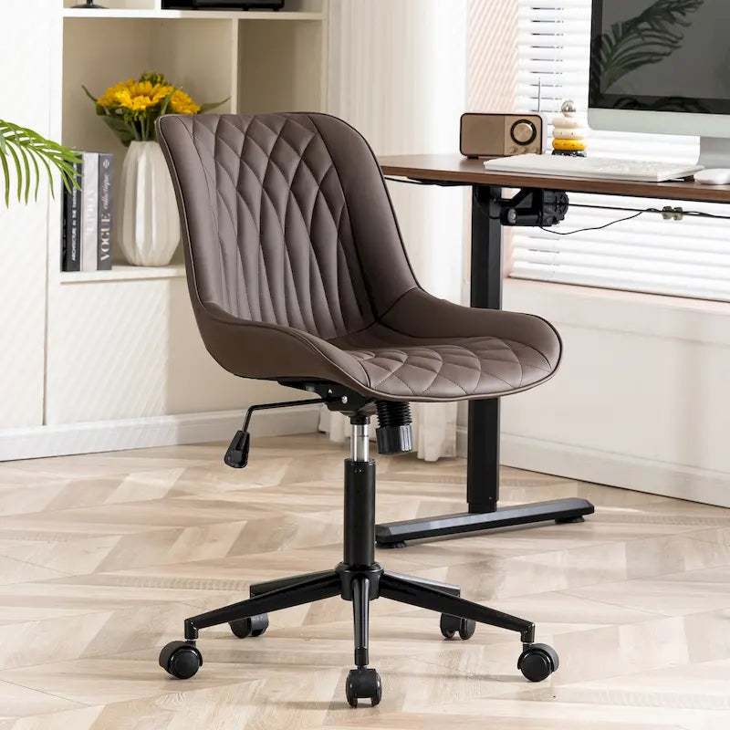 Armless Home Office Desk Chairs with Wheels Rolling Task Chair
