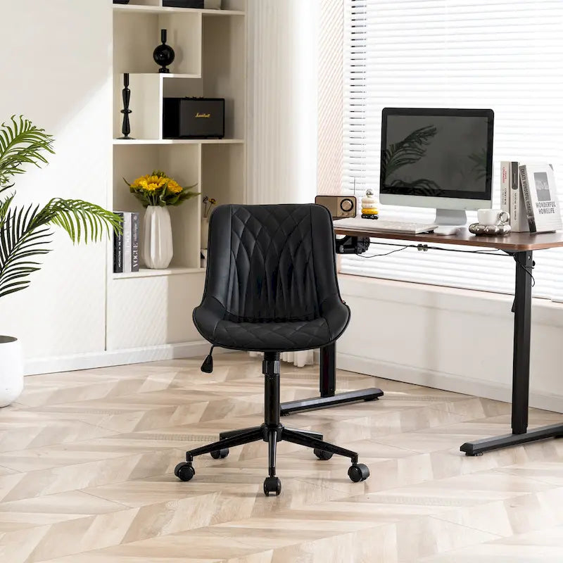 Armless Home Office Desk Chairs with Wheels Rolling Task Chair