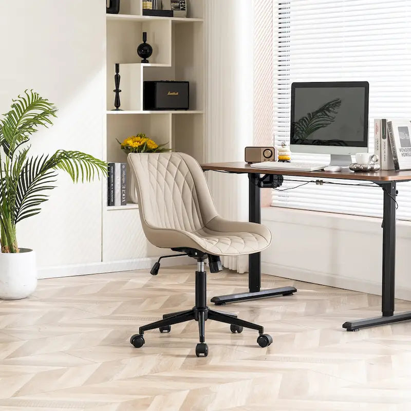 Armless Home Office Desk Chairs with Wheels Rolling Task Chair