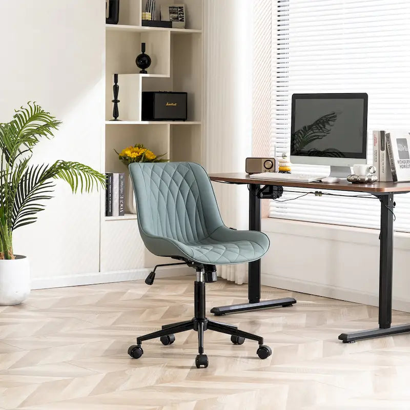 Armless Home Office Desk Chairs with Wheels Rolling Task Chair