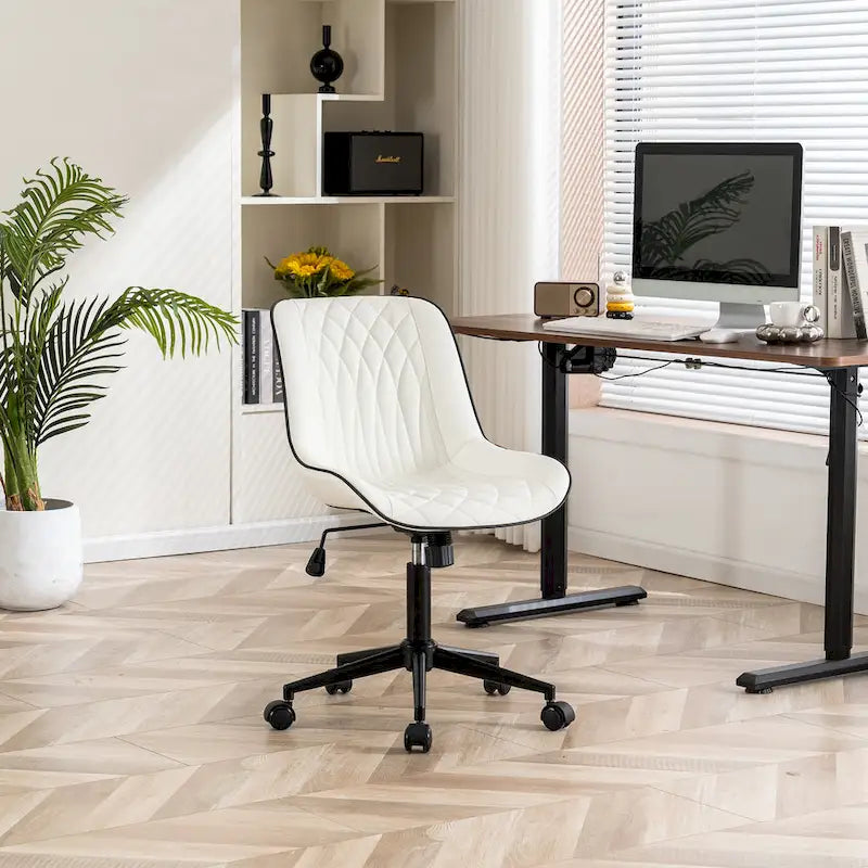 Armless Home Office Desk Chairs with Wheels Rolling Task Chair