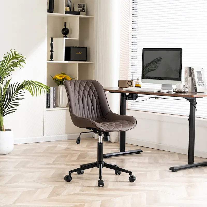 Armless Home Office Desk Chairs with Wheels Rolling Task Chair