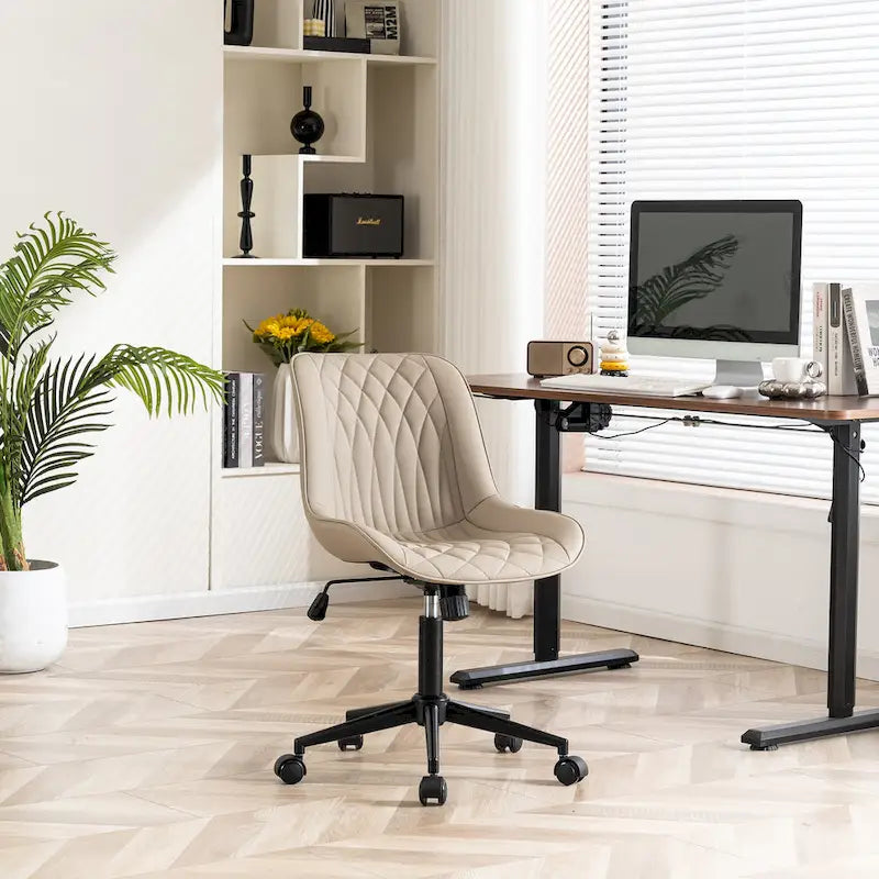 Armless Home Office Desk Chairs with Wheels Rolling Task Chair