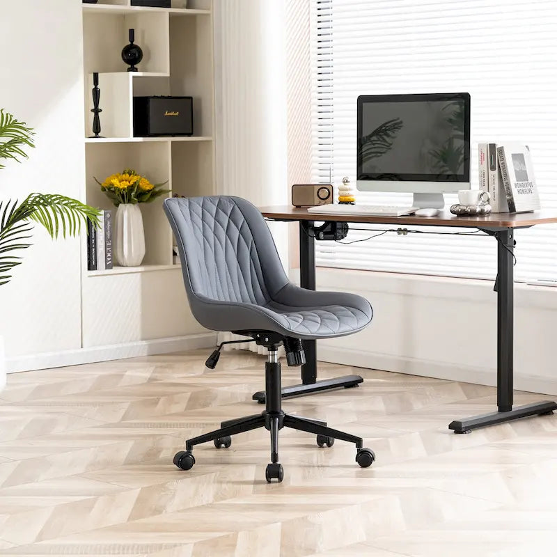 Armless Home Office Desk Chairs with Wheels Rolling Task Chair