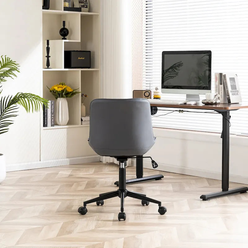 Armless Home Office Desk Chairs with Wheels Rolling Task Chair