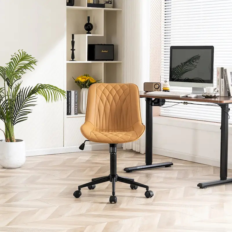 Armless Home Office Desk Chairs with Wheels Rolling Task Chair