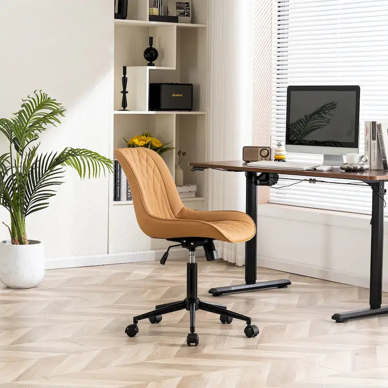 Armless Home Office Desk Chairs with Wheels Rolling Task Chair