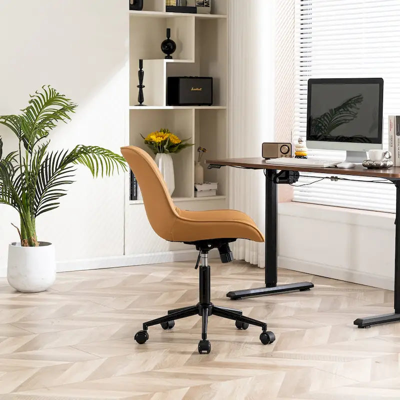Armless Home Office Desk Chairs with Wheels Rolling Task Chair