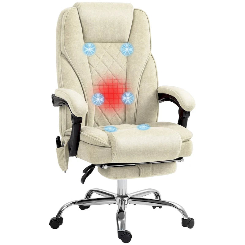 Vinsetto Massage Office Chair with 6 Vibration Points, Heated Reclining Computer Chair, Swivel Desk Chair