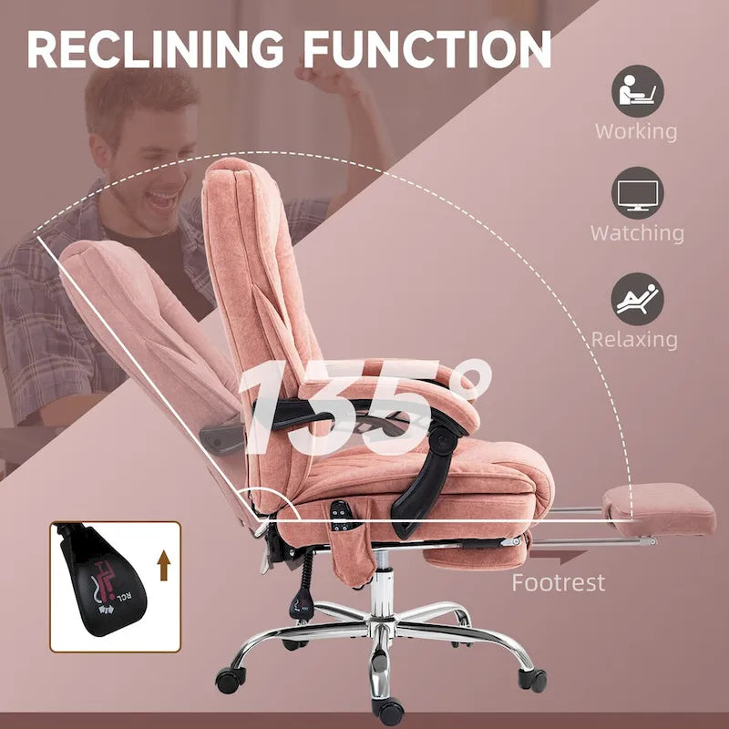 Vinsetto Massage Office Chair with 6 Vibration Points, Heated Reclining Computer Chair, Swivel Desk Chair