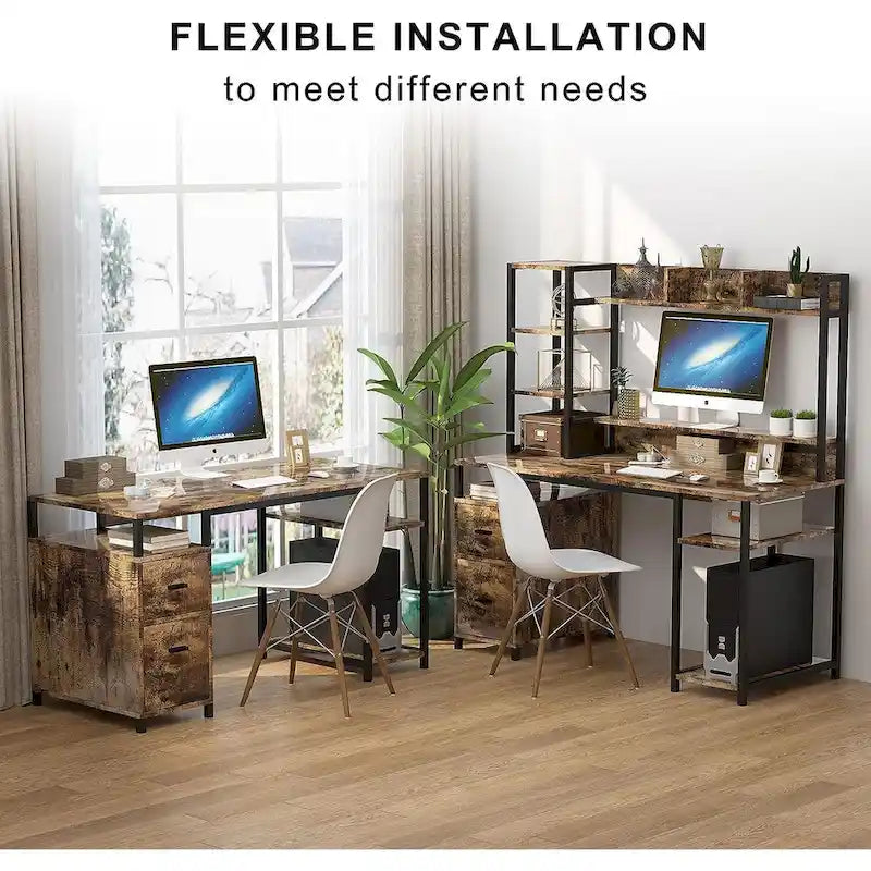 PAKASEPT 55  Computer Desk with Hutch and Storage Shelf