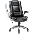 Leather Executive Office Chair- High Back Home Computer Desk Chair with Padded Flip-up Arms, Adjustable Tilt Lock