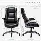 Leather Executive Office Chair- High Back Home Computer Desk Chair with Padded Flip-up Arms, Adjustable Tilt Lock