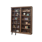 Avondale 8' Tall Bookcase Wall With Ladder, Storage Organizer, Display Shelf for Office, Brown - 80 W x 94 H x 15 D