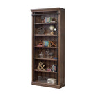 Avondale 8' Tall Bookcase Wall With Ladder, Storage Organizer, Display Shelf for Office, Brown - 80 W x 94 H x 15 D
