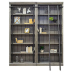 Avondale 8' Tall Bookcase Wall With Ladder, Storage Organizer, Display Shelf for Office, Brown - 80 W x 94 H x 15 D