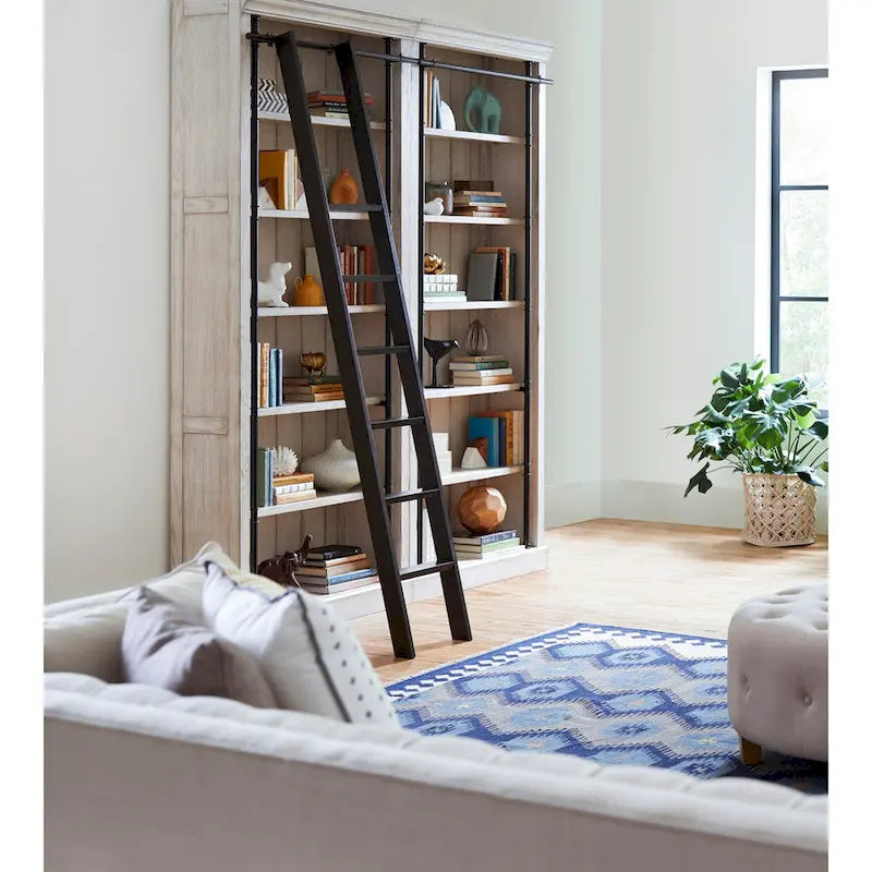 Avondale 8' Tall Bookcase Wall With Ladder, Storage Organizer, Display Shelf for Office, Brown - 80 W x 94 H x 15 D