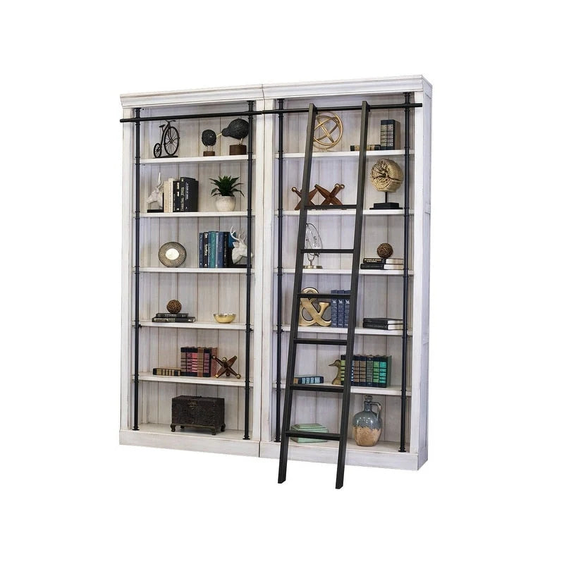 Avondale 8' Tall Bookcase Wall With Ladder, Storage Organizer, Display Shelf for Office, Brown - 80 W x 94 H x 15 D