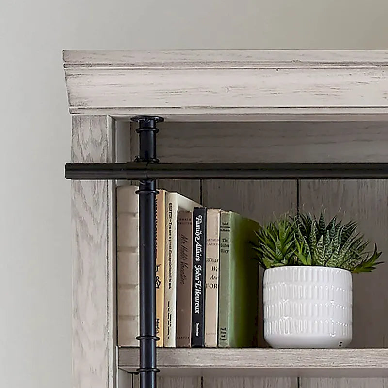 Avondale 8' Tall Bookcase Wall With Ladder, Storage Organizer, Display Shelf for Office, Brown - 80 W x 94 H x 15 D