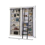 Avondale 8' Tall Bookcase Wall With Ladder, Storage Organizer, Display Shelf for Office, Brown - 80 W x 94 H x 15 D