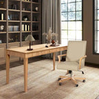 Dumont Modern Farmhouse Top Grain Leather Swivel Office Desk Chair