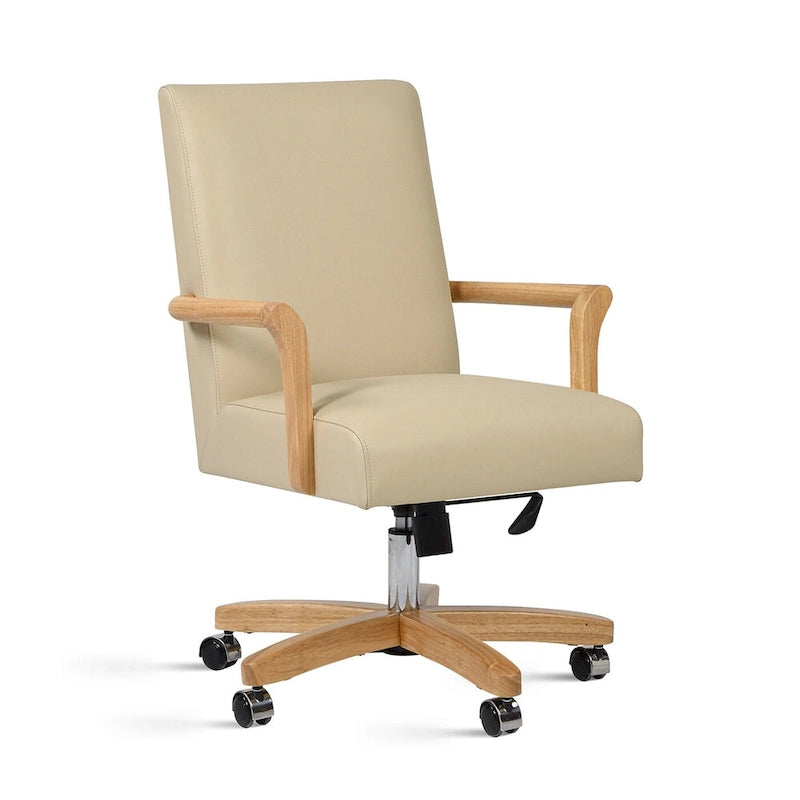 Dumont Modern Farmhouse Top Grain Leather Swivel Office Desk Chair