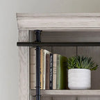 Avondale 8' Tall Bookcase Wall With Ladder, Storage Organizer, Display Shelf for Office, Brown - 120 W x 94 H x 15 D