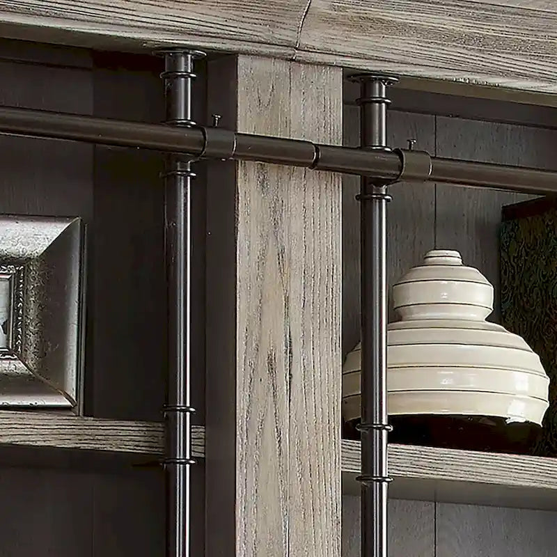 Avondale 8' Tall Bookcase Wall With Ladder, Storage Organizer, Display Shelf for Office, Brown - 120 W x 94 H x 15 D