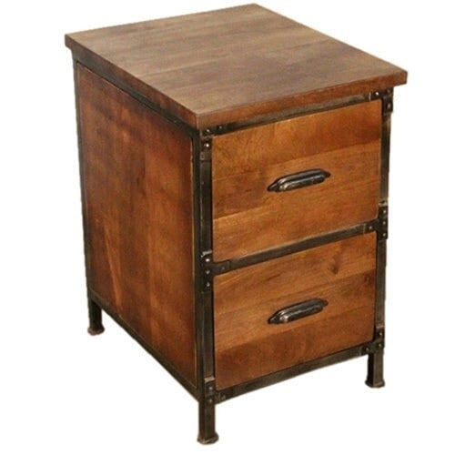 AA Warehousing Solid Wood 2-drawer Handmade Rustic Filing Cabinet/ Side Table/ Night Stand