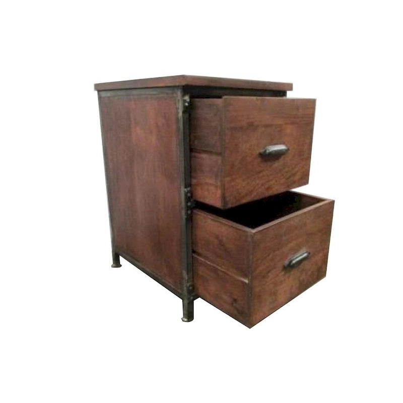 AA Warehousing Solid Wood 2-drawer Handmade Rustic Filing Cabinet/ Side Table/ Night Stand