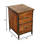 AA Warehousing Solid Wood 2-drawer Handmade Rustic Filing Cabinet/ Side Table/ Night Stand
