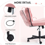 EROMMY Cross Legged Office ChairArmless Criss Cross Chair with WheelsHeight Adjustable for Office, Bedroom, Living Room - N/A