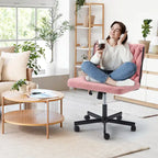 EROMMY Cross Legged Office ChairArmless Criss Cross Chair with WheelsHeight Adjustable for Office, Bedroom, Living Room - N/A