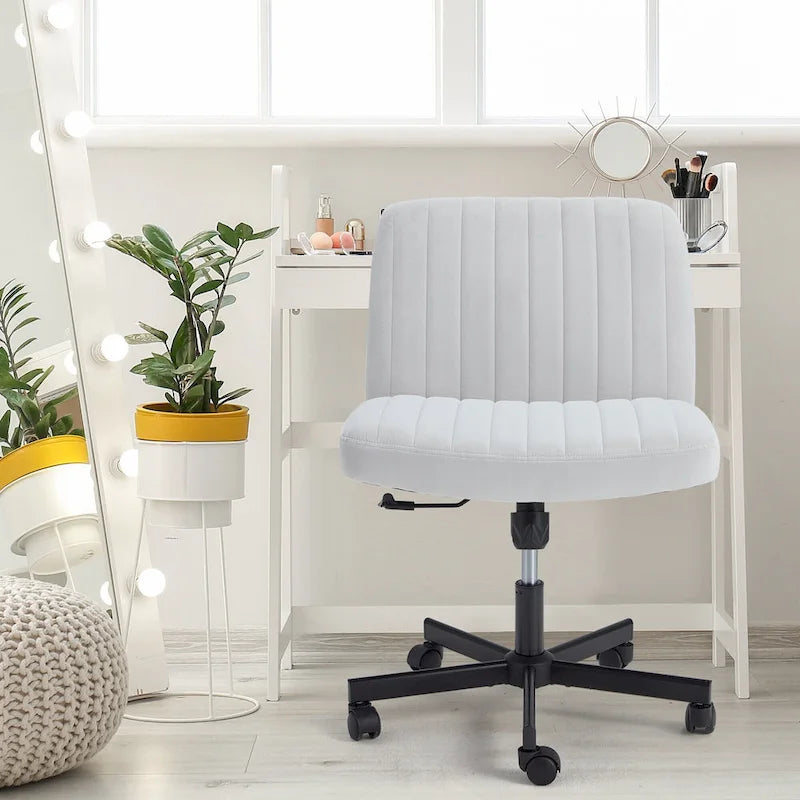 EROMMY Cross Legged Office ChairArmless Criss Cross Chair with WheelsHeight Adjustable for Office, Bedroom, Living Room - N/A