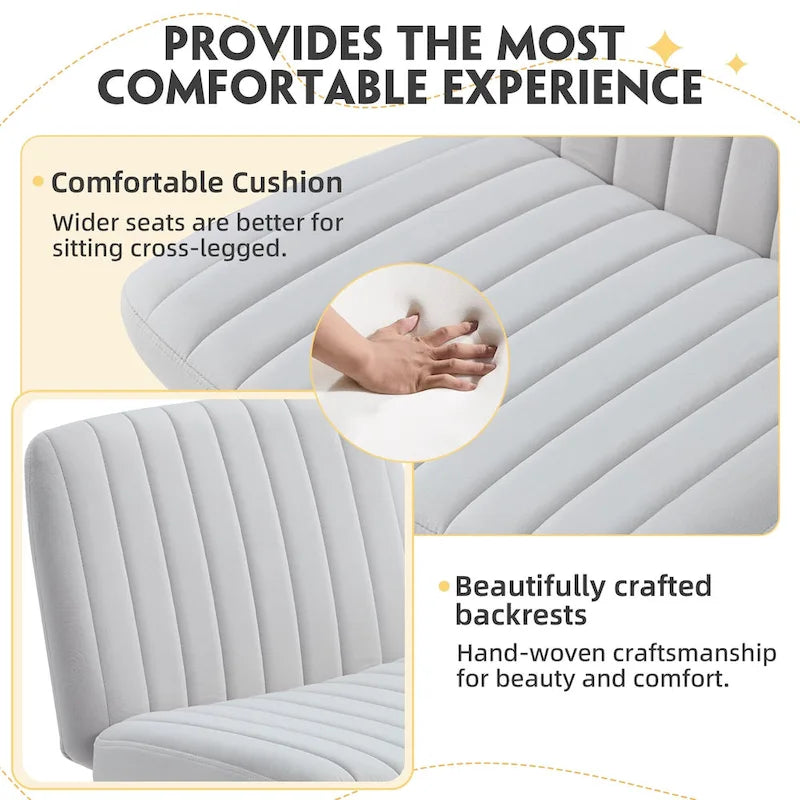 EROMMY Cross Legged Office ChairArmless Criss Cross Chair with WheelsHeight Adjustable for Office, Bedroom, Living Room - N/A