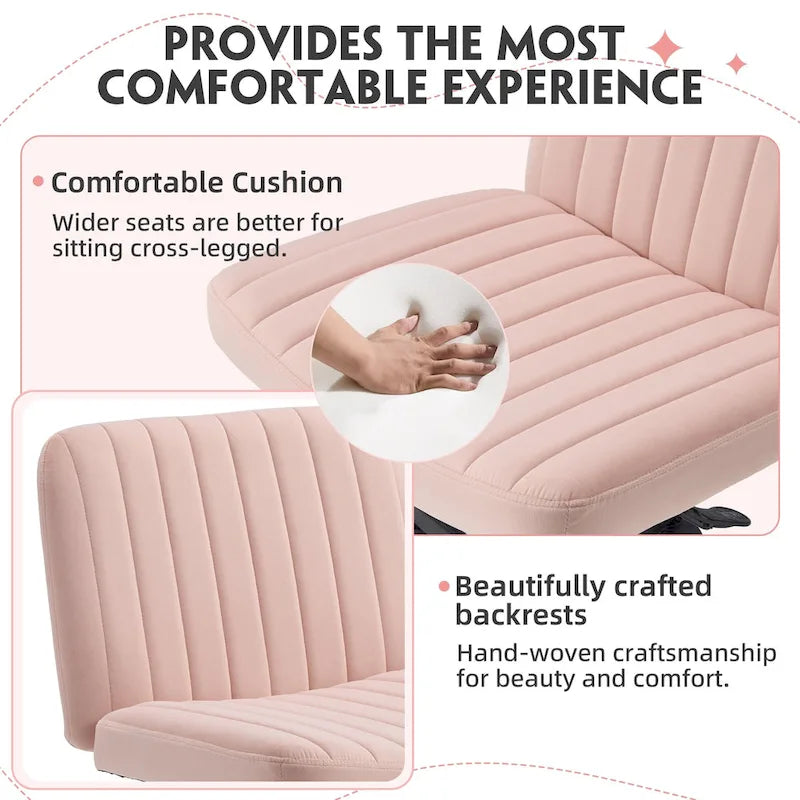 EROMMY Cross Legged Office ChairArmless Criss Cross Chair with WheelsHeight Adjustable for Office, Bedroom, Living Room - N/A