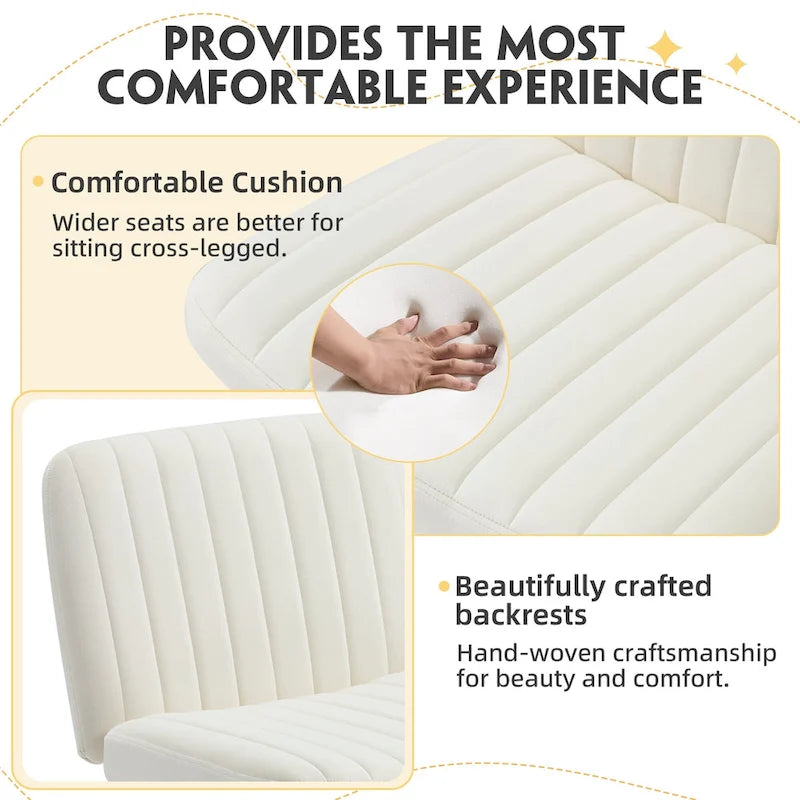 EROMMY Cross Legged Office ChairArmless Criss Cross Chair with WheelsHeight Adjustable for Office, Bedroom, Living Room - N/A