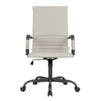 Harris Ribbed Leather Adjustable High-Back Office Swivel Chair in Black Metal Frame for Home Conference Desk Computer Chair