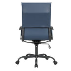 Harris Ribbed Leather Adjustable High-Back Office Swivel Chair in Black Metal Frame for Home Conference Desk Computer Chair
