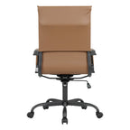 Harris Ribbed Leather Adjustable High-Back Office Swivel Chair in Black Metal Frame for Home Conference Desk Computer Chair