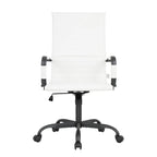 Harris Ribbed Leather Adjustable High-Back Office Swivel Chair in Black Metal Frame for Home Conference Desk Computer Chair