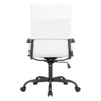 Harris Ribbed Leather Adjustable High-Back Office Swivel Chair in Black Metal Frame for Home Conference Desk Computer Chair