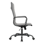 Harris Ribbed Leather Adjustable High-Back Office Swivel Chair in Black Metal Frame for Home Conference Desk Computer Chair